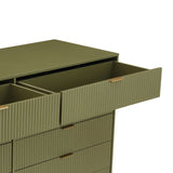 2-Piece DUMBO  5-Drawer Tall Dresser and DUMBO 10-Drawer Double Tall Dresser in Olive Green 2-DB04-OG Manhattan Comfort