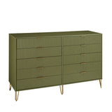 2-Piece DUMBO  5-Drawer Tall Dresser and DUMBO 10-Drawer Double Tall Dresser in Olive Green 2-DB04-OG Manhattan Comfort