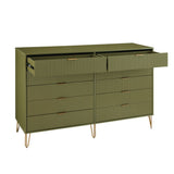 2-Piece DUMBO  5-Drawer Tall Dresser and DUMBO 10-Drawer Double Tall Dresser in Olive Green 2-DB04-OG Manhattan Comfort