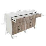 2-Piece DUMBO  5-Drawer Tall Dresser and DUMBO 10-Drawer Double Tall Dresser in White and Grey 2-DB04-WG Manhattan Comfort