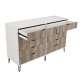 2-Piece DUMBO  5-Drawer Tall Dresser and DUMBO 10-Drawer Double Tall Dresser in White and Grey 2-DB04-WG Manhattan Comfort