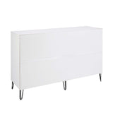 2-Piece DUMBO  5-Drawer Tall Dresser and DUMBO 10-Drawer Double Tall Dresser in White and Grey 2-DB04-WG Manhattan Comfort