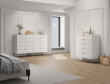 2-Piece DUMBO  5-Drawer Tall Dresser and DUMBO 10-Drawer Double Tall Dresser in White 2-DB04-WH Manhattan Comfort