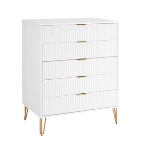 2-Piece DUMBO  5-Drawer Tall Dresser and DUMBO 10-Drawer Double Tall Dresser in White 2-DB04-WH Manhattan Comfort