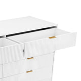 2-Piece DUMBO  5-Drawer Tall Dresser and DUMBO 10-Drawer Double Tall Dresser in White 2-DB04-WH Manhattan Comfort