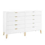 2-Piece DUMBO  5-Drawer Tall Dresser and DUMBO 10-Drawer Double Tall Dresser in White 2-DB04-WH Manhattan Comfort