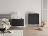 2-Piece DUMBO  5-Drawer Tall Dresser and DUMBO 3-Drawer Standard Dresser in Black 2-DB05-BK Manhattan Comfort