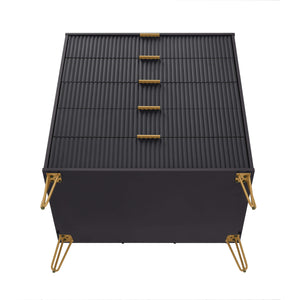 2-Piece DUMBO  5-Drawer Tall Dresser and DUMBO 3-Drawer Standard Dresser in Black 2-DB05-BK Manhattan Comfort