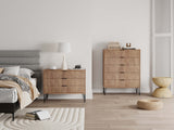 2-Piece DUMBO  5-Drawer Tall Dresser and DUMBO 3-Drawer Standard Dresser in Golden Brown 2-DB05-GB Manhattan Comfort