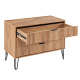 2-Piece DUMBO  5-Drawer Tall Dresser and DUMBO 3-Drawer Standard Dresser in Golden Brown 2-DB05-GB Manhattan Comfort