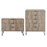 2-Piece DUMBO  5-Drawer Tall Dresser and DUMBO 3-Drawer Standard Dresser in Rustic Grey 2-DB05-GY Manhattan Comfort