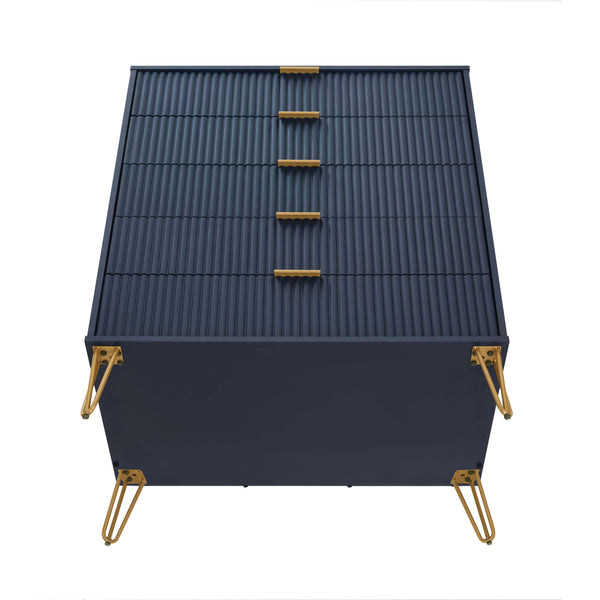 2-Piece DUMBO  5-Drawer Tall Dresser and DUMBO 3-Drawer Standard Dresser in Midnight Blue 2-DB05-MB Manhattan Comfort