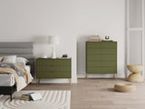 2-Piece DUMBO  5-Drawer Tall Dresser and DUMBO 3-Drawer Standard Dresser in Olive Green 2-DB05-OG Manhattan Comfort