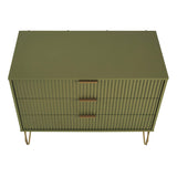 2-Piece DUMBO  5-Drawer Tall Dresser and DUMBO 3-Drawer Standard Dresser in Olive Green 2-DB05-OG Manhattan Comfort