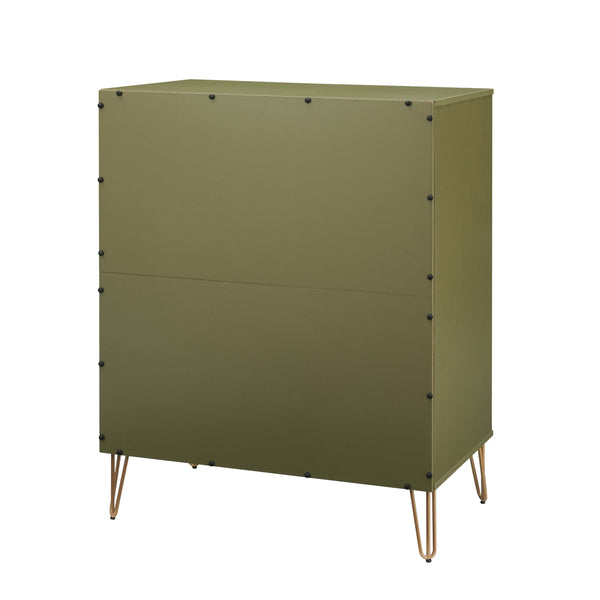 2-Piece DUMBO  5-Drawer Tall Dresser and DUMBO 3-Drawer Standard Dresser in Olive Green 2-DB05-OG Manhattan Comfort