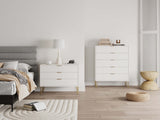 2-Piece DUMBO  5-Drawer Tall Dresser and DUMBO 3-Drawer Standard Dresser in White 2-DB05-WH Manhattan Comfort