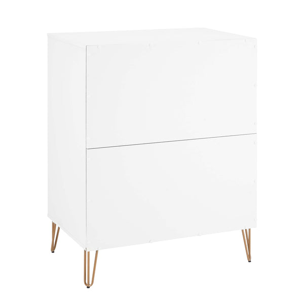 2-Piece DUMBO  5-Drawer Tall Dresser and DUMBO 3-Drawer Standard Dresser in White 2-DB05-WH Manhattan Comfort