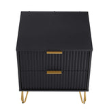 2-Piece DUMBO  5-Drawer Tall Dresser and DUMBO Nightstand 2.0 in Black 2-DB06-BK Manhattan Comfort