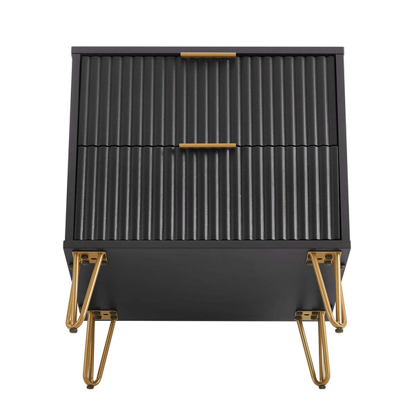 2-Piece DUMBO  5-Drawer Tall Dresser and DUMBO Nightstand 2.0 in Black 2-DB06-BK Manhattan Comfort