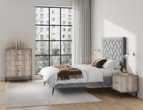 2-Piece DUMBO  5-Drawer Tall Dresser and DUMBO Nightstand 2.0 in Rustic Grey 2-DB06-GY Manhattan Comfort