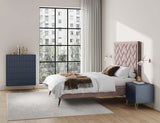 2-Piece DUMBO  5-Drawer Tall Dresser and DUMBO Nightstand 2.0 in Midnight Blue 2-DB06-MB Manhattan Comfort