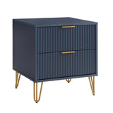 2-Piece DUMBO  5-Drawer Tall Dresser and DUMBO Nightstand 2.0 in Midnight Blue 2-DB06-MB Manhattan Comfort