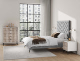 2-Piece DUMBO  5-Drawer Tall Dresser and DUMBO Nightstand 2.0 in White and Grey 2-DB06-WG Manhattan Comfort