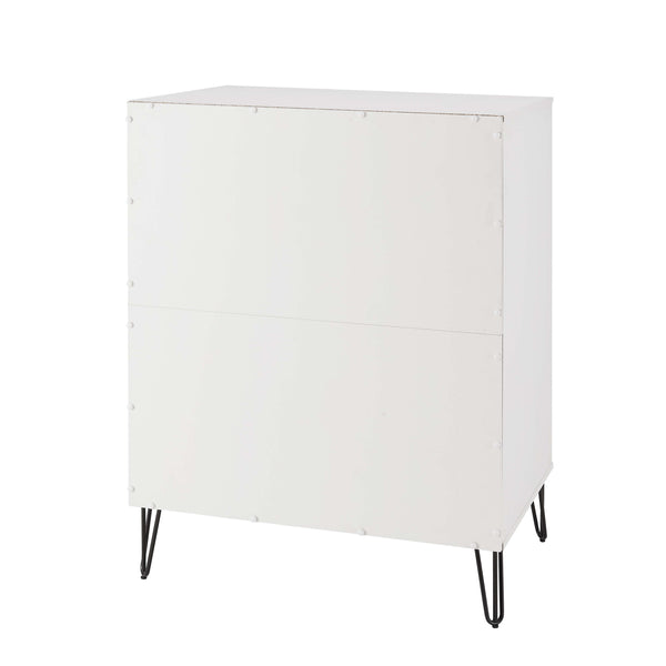2-Piece DUMBO  5-Drawer Tall Dresser and DUMBO Nightstand 2.0 in White and Grey 2-DB06-WG Manhattan Comfort