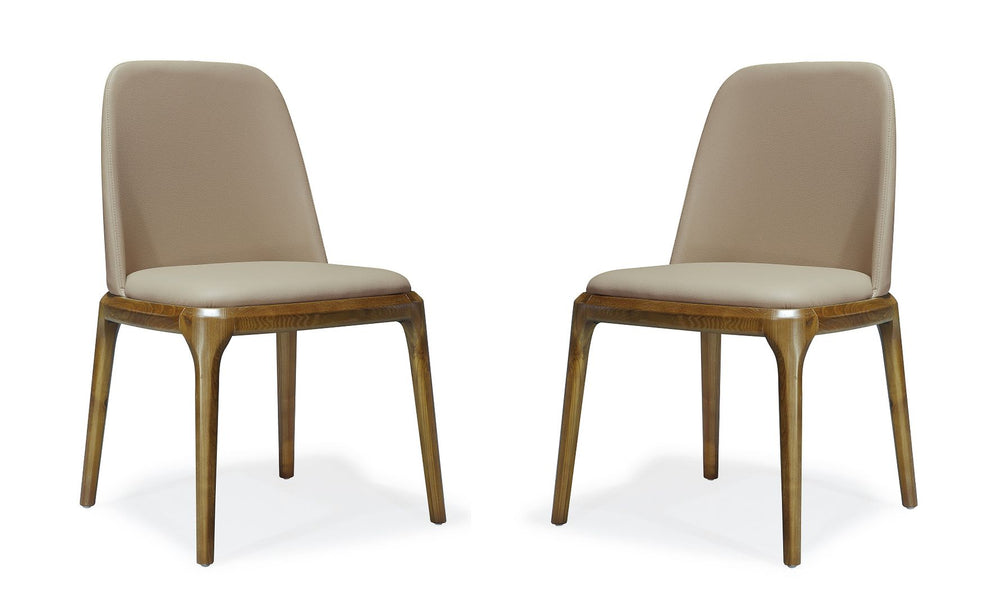 Manhattan Comfort Courding Modern Dining Chair (Set of 2) Tan and Walnut 2-DC009-TN