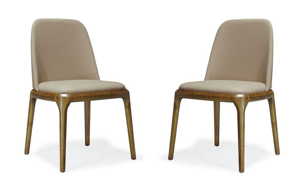 Manhattan Comfort Courding Modern Dining Chair (Set of 2) Tan and Walnut 2-DC009-TN