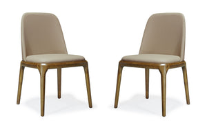 Manhattan Comfort Courding Modern Dining Chair (Set of 2) Tan and Walnut 2-DC009-TN