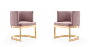 Manhattan Comfort Aura Modern Dining Chair (Set of 2) Blush and Polished Brass 2-DC026-BH