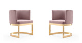 Manhattan Comfort Aura Modern Dining Chair (Set of 2) Blush and Polished Brass 2-DC026-BH