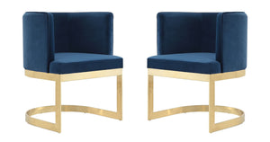 Manhattan Comfort Aura Modern Dining Chair (Set of 2) Royal Blue and Polished Brass 2-DC026-BL