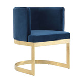 Manhattan Comfort Aura Modern Dining Chair (Set of 2) Royal Blue and Polished Brass 2-DC026-BL