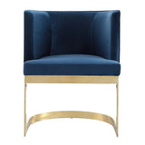 Manhattan Comfort Aura Modern Dining Chair (Set of 2) Royal Blue and Polished Brass 2-DC026-BL