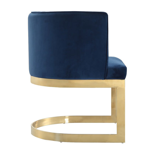 Manhattan Comfort Aura Modern Dining Chair (Set of 2) Royal Blue and Polished Brass 2-DC026-BL