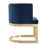 Manhattan Comfort Aura Modern Dining Chair (Set of 2) Royal Blue and Polished Brass 2-DC026-BL