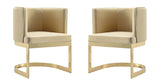 Manhattan Comfort Aura Modern Dining Chair (Set of 2) Sand and Polished Brass 2-DC026-SD