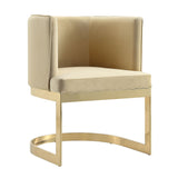 Manhattan Comfort Aura Modern Dining Chair (Set of 2) Sand and Polished Brass 2-DC026-SD