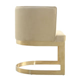 Manhattan Comfort Aura Modern Dining Chair (Set of 2) Sand and Polished Brass 2-DC026-SD