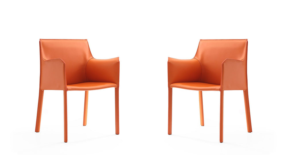 Manhattan Comfort Paris Modern Dining Armchair (Set of 2) Coral 2-DC034-CO