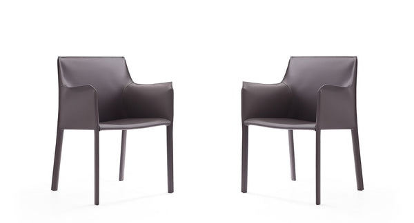 Manhattan Comfort Paris Modern Dining Armchair (Set of 2) Grey 2-DC034-GY
