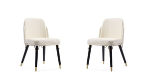 Manhattan Comfort Estelle Modern Dining Chair (Set of 2) Cream and Black 2-DC042-CR
