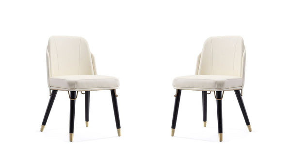 Manhattan Comfort Estelle Modern Dining Chair (Set of 2) Cream and Black 2-DC042-CR