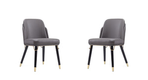 Manhattan Comfort Estelle Modern Dining Chair (Set of 2) Pebble and Black 2-DC042-PE
