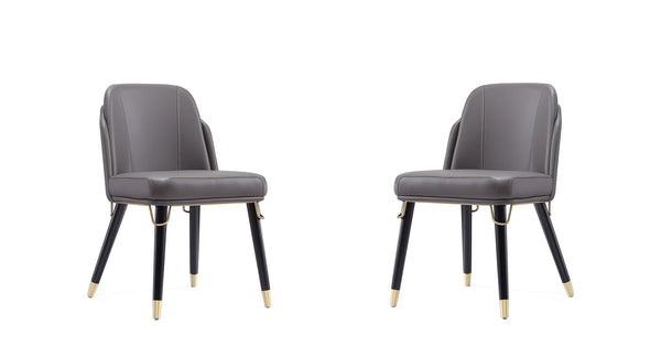 Manhattan Comfort Estelle Modern Dining Chair (Set of 2) Pebble and Black 2-DC042-PE