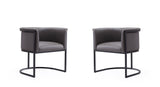 Manhattan Comfort Bali Modern Dining Chair (Set of 2) Pebble and Black 2-DC044-PE