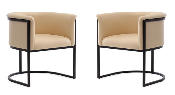 Manhattan Comfort Bali Modern Dining Chair (Set of 2) Tan and Black 2-DC044-TN