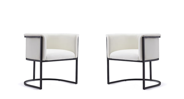 Manhattan Comfort Bali Modern Dining Chair (Set of 2) White and Black 2-DC044-WH